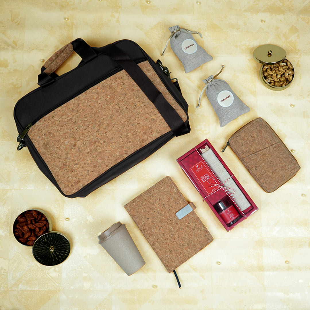 Eco Friendly Corporate Diwali Gifts for Employees - Laptop Bag and Treats